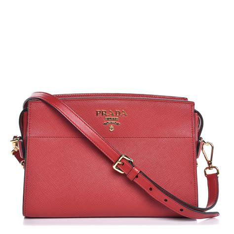 prada bandoliera saffiano + soft c|PRADA Saffiano Soft Calfskin Bandoliera Bag Fuoco .